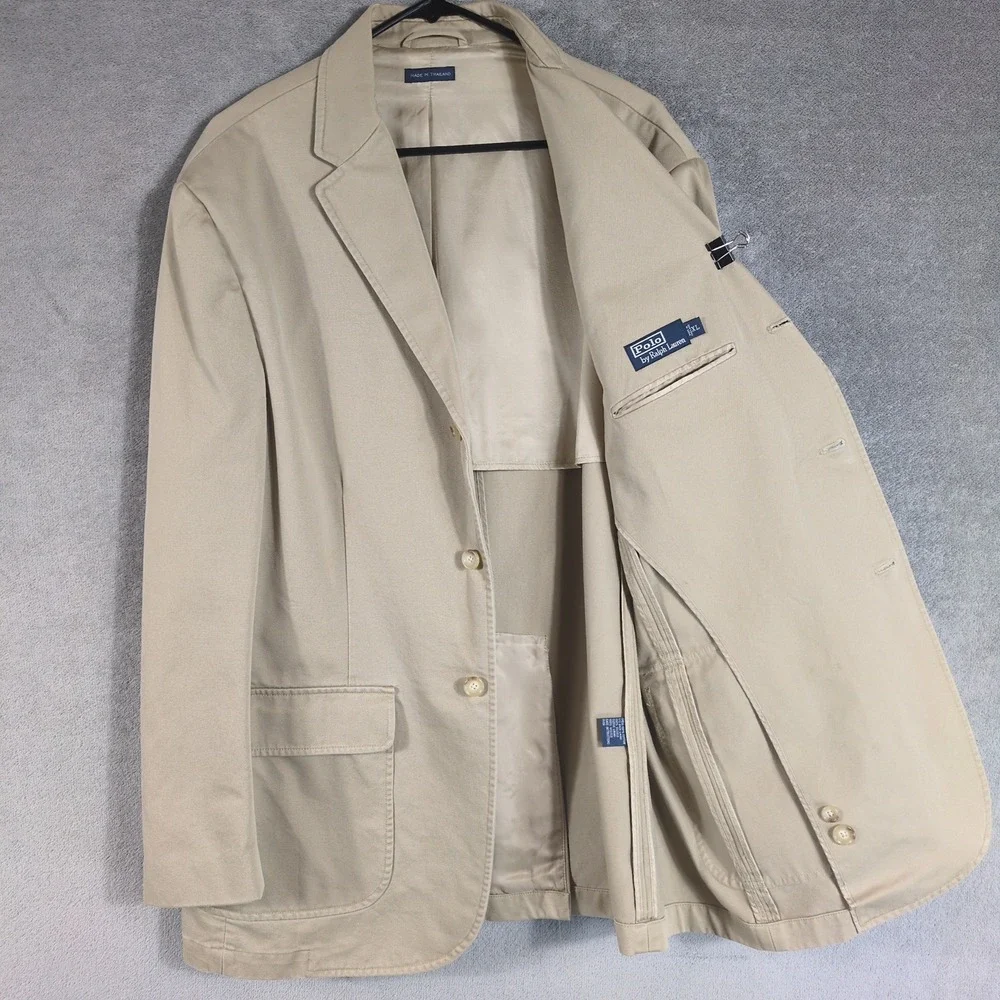 NWT Polo Ralph Lauren Mens XL Tan 3-Button Blazer Sport Coat Jacket Summer